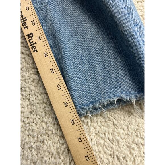 Levis Jeans Womens 31 Light Blue Denim Button Fly Stretch Raw Hem Straight 31x26 - Picture 10 of 11